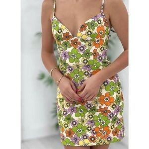 Zara Groovy Mod Retro Floral Mini Dress